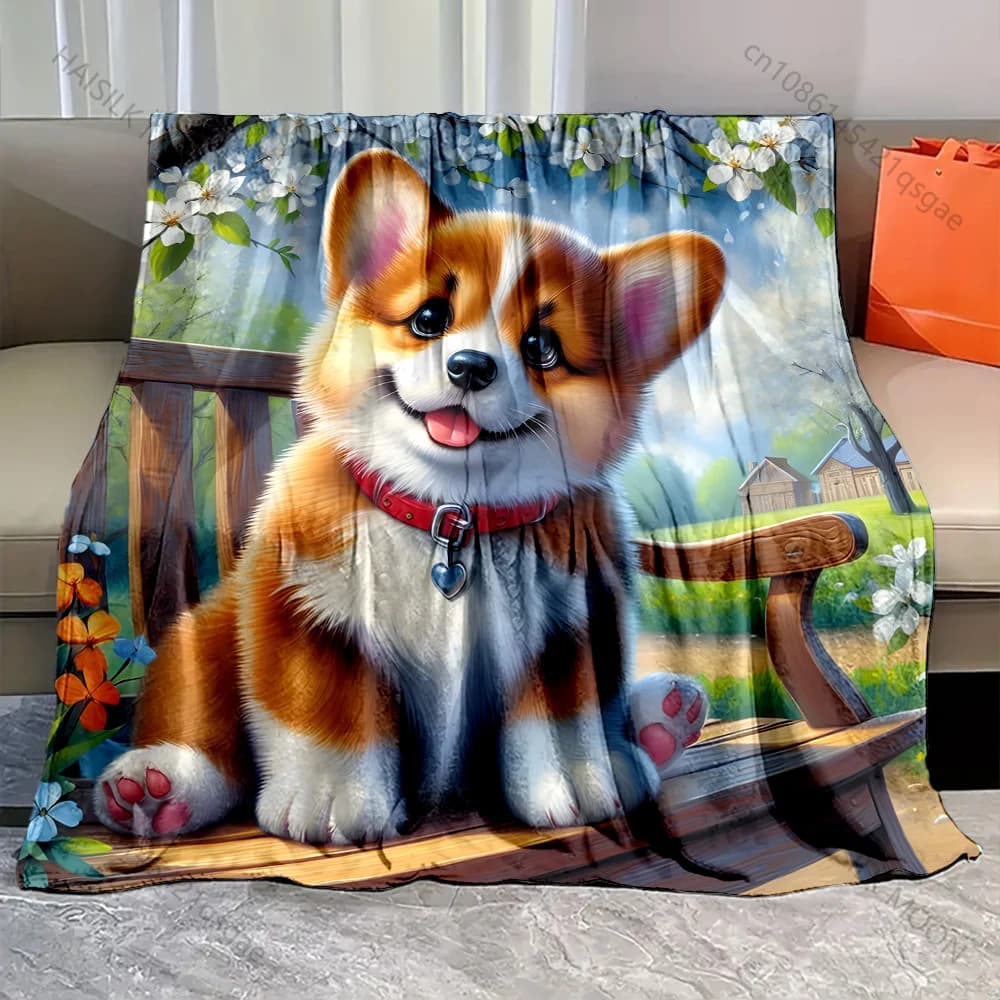 Coperta con stampa Corgi Puppy, calda, morbida e soffice, per bambini e adulti, per divano letto, per viaggi a casa, campeggio, regali di lusso