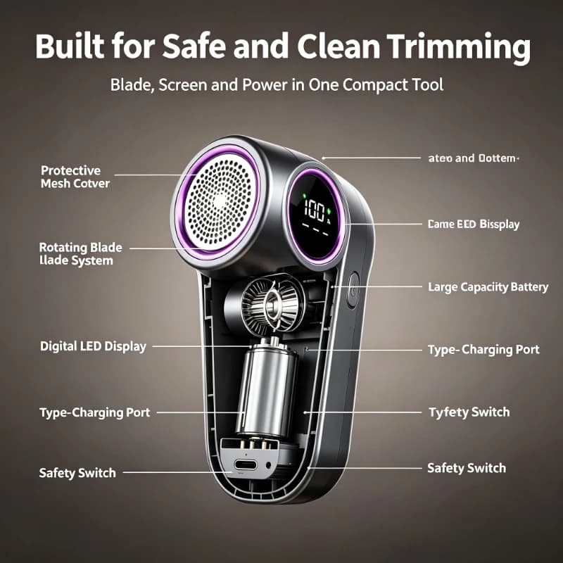 Digital Display Rechargeable Fabric Lint Remover Electric Fuzz Shaver Portable Clothes Sweater Defuzzer Household Travel Use