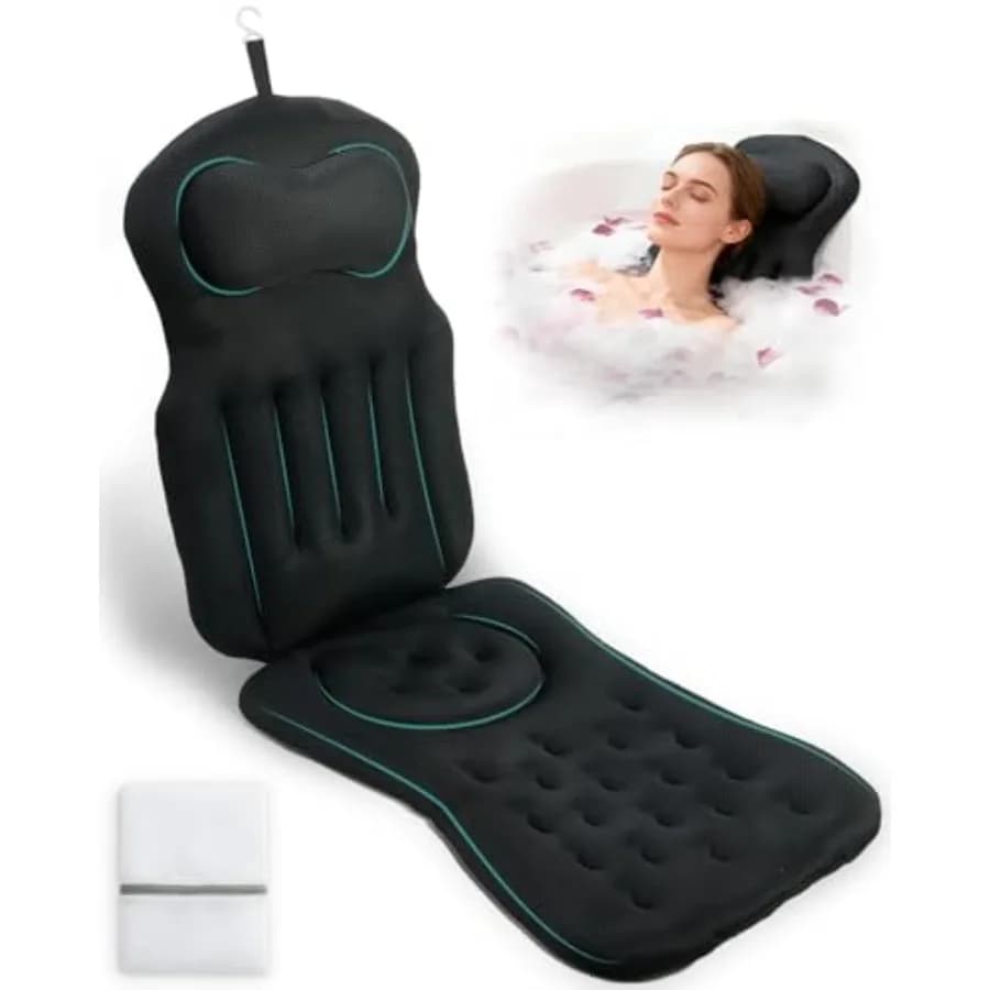 Cuscino da Bagno Integrale per Vasca, Cuscino Spesso 5D per Vasca con 192 Ventose Antiscivolo, Sacchetto per Lavanderia e Gancio, Vasca
