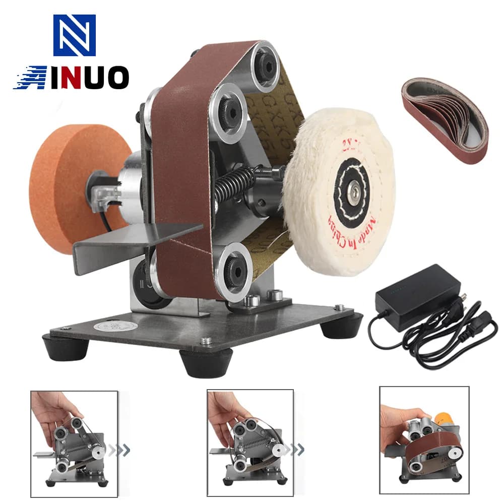 Mini ​​Belt Sander High Speed Electric Polishing Machine Adjustable Belt Grinder for Polishing Metal Blade Wood 110-220V