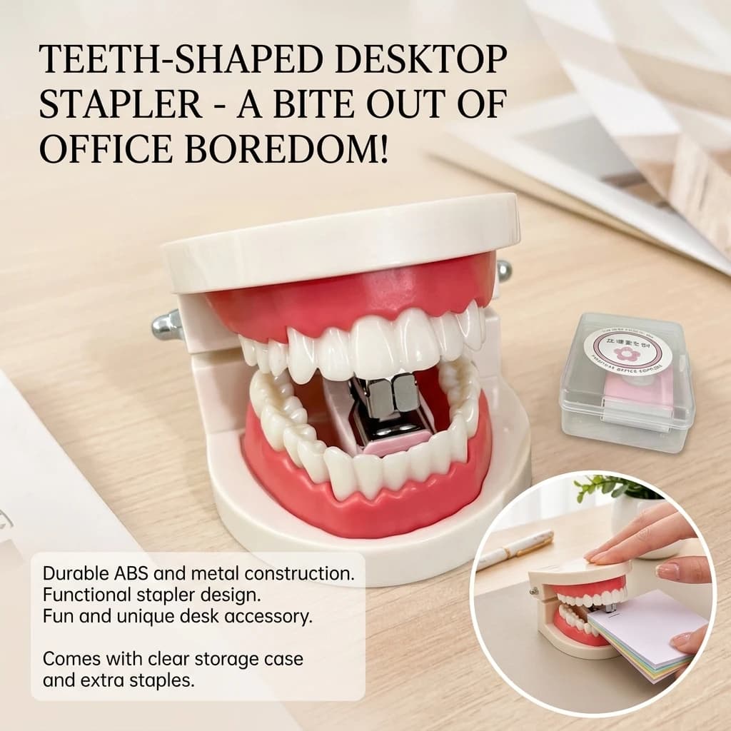 Mini Portable Fake Teeth Staple Model Stapler Creative Parody Prank Stationery Fun Student Personality Pose
