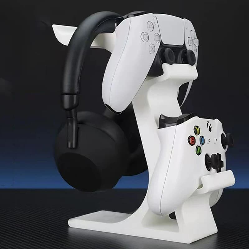 Supporto per cuffie multifunzionale stampato in 3D 2in1 Maniglia per giocatori Gancio Staffa per cuffie da gioco Espositore da tavolo Salvaspazio