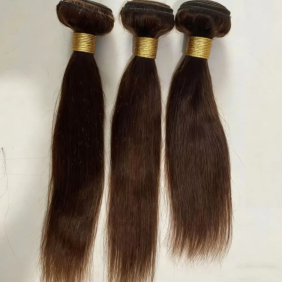 Ciocche di capelli color castano scuro # 4 Fasci di Capelli Umani Lisci Marrone Cioccolato, 2 3 4 Fasci, 100% Capelli Umani Vergini Brasiliani