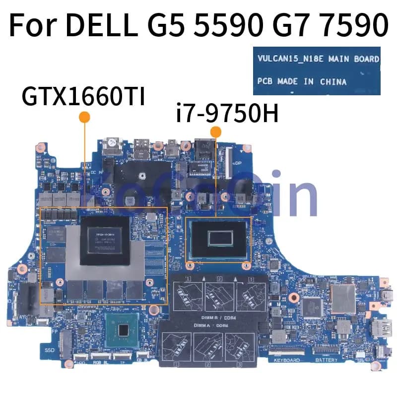 Scheda Madre per Notebook Dell G5 5590 G7 7590 VULCAN15-N18E SRF6U i7-9750H GTX1660TI 0G17MW Completamente Testata