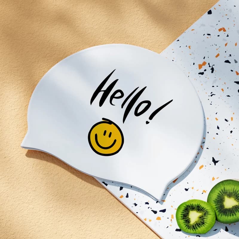 Comfortable Silicone Swimming Head, Waterproof, Anti-Attrite, Long Hair Design, Special Eyewear Protection, for Adults, White