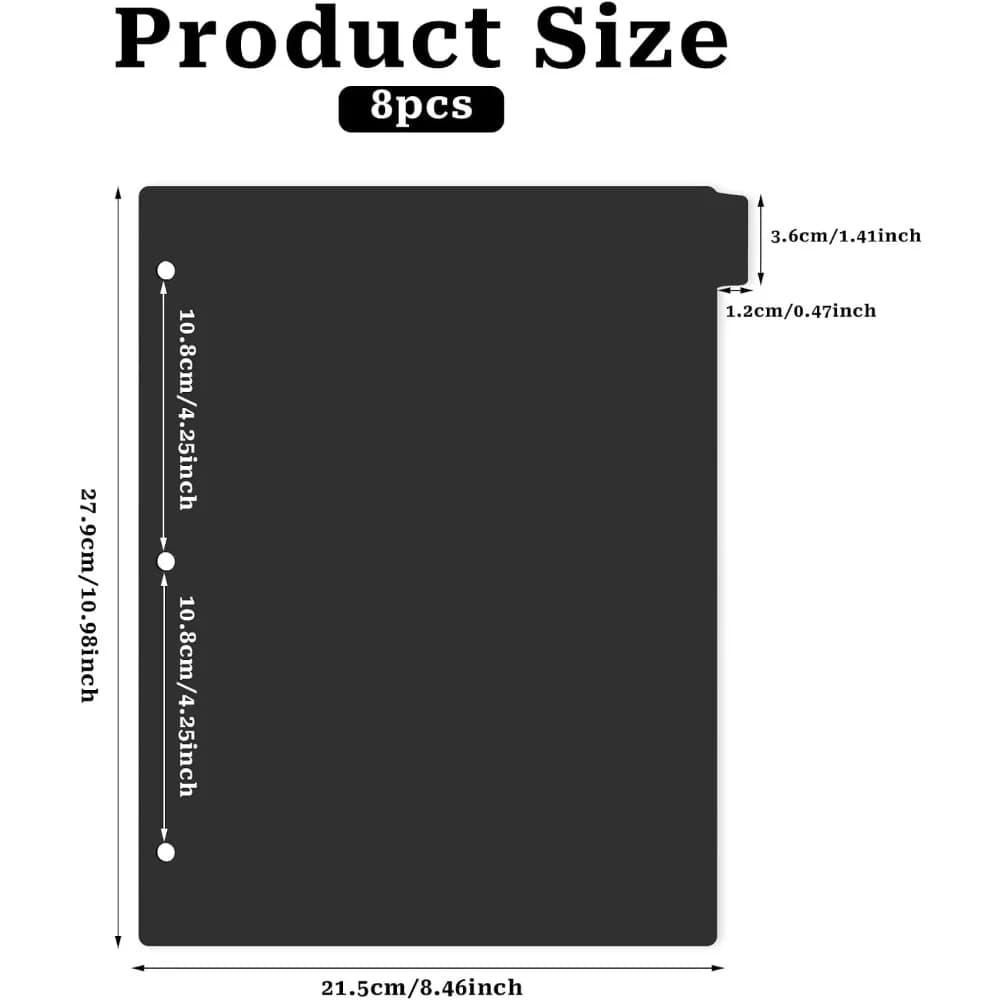 Best Selling 8-Tab Sturdy Plastic Binder Dividers Set Black 3-Ring Aesthetic Dividers for Notebooks and Binders Hot Item