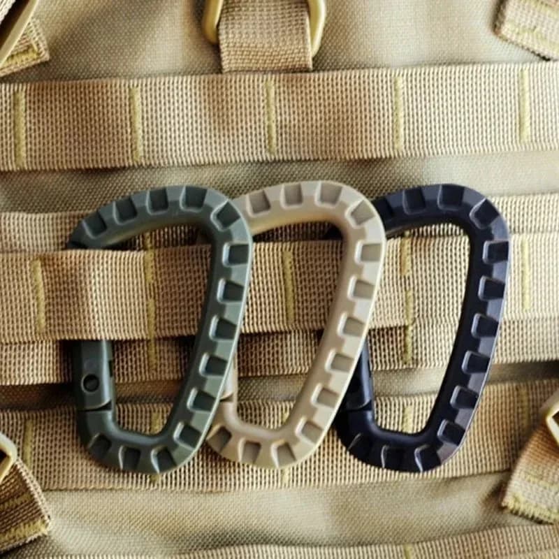 1/4/6Pcs Tactical Carabiner Plastic Steel Quick Hook Webbing Grimlock Lock Keychain Key Chain Outdoor Backpack Karabiner Buckle