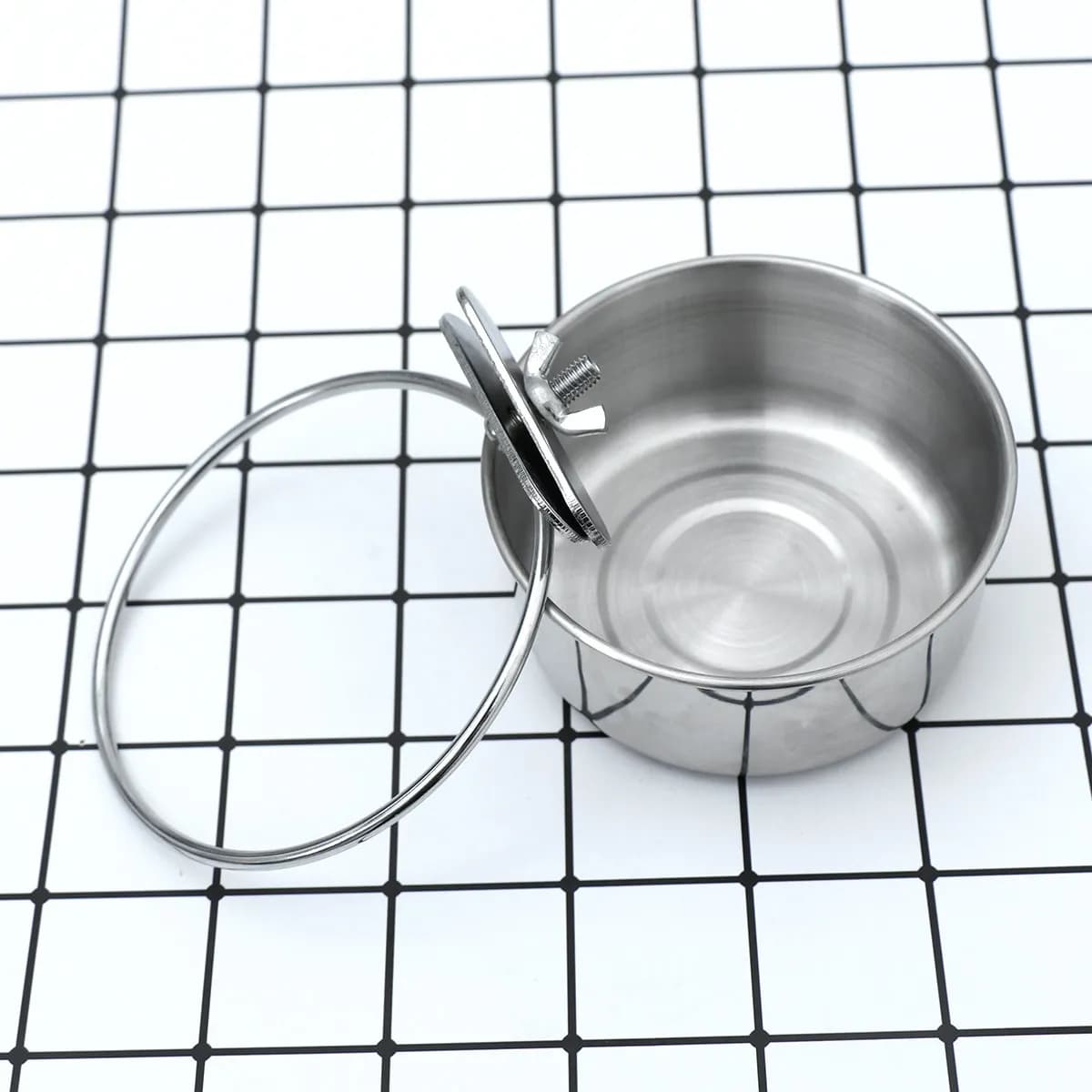 Medium Size Stainless Steel Food Water Bowl Hanging Cage Coop Cup Bird Parrot Feeding Dish Pet Water Holder Bird Cup