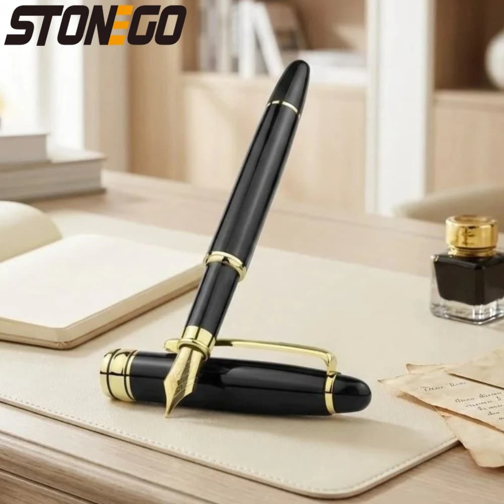 Classical Metal Black Fountain Pen Converter Calligraphy Pen for Writing Drawing Journal Business Gift Pens Fine Nib Ink Pen Set