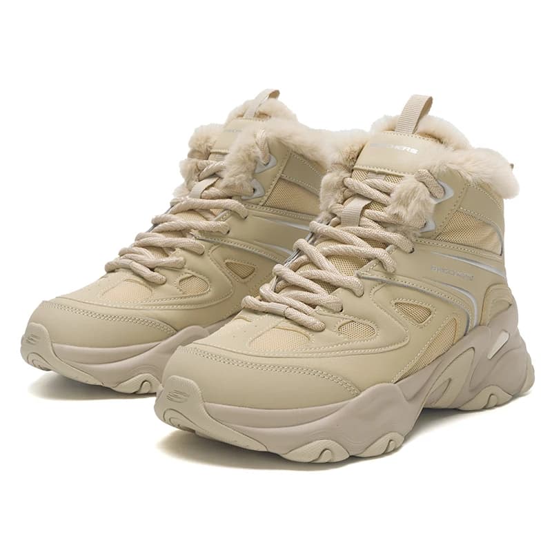 Skechers Women's Sneakers D'Lites Fashion Dad Shoes Panda Shoes Comfortable Plush Warm Casual Shoes 168070-Sand