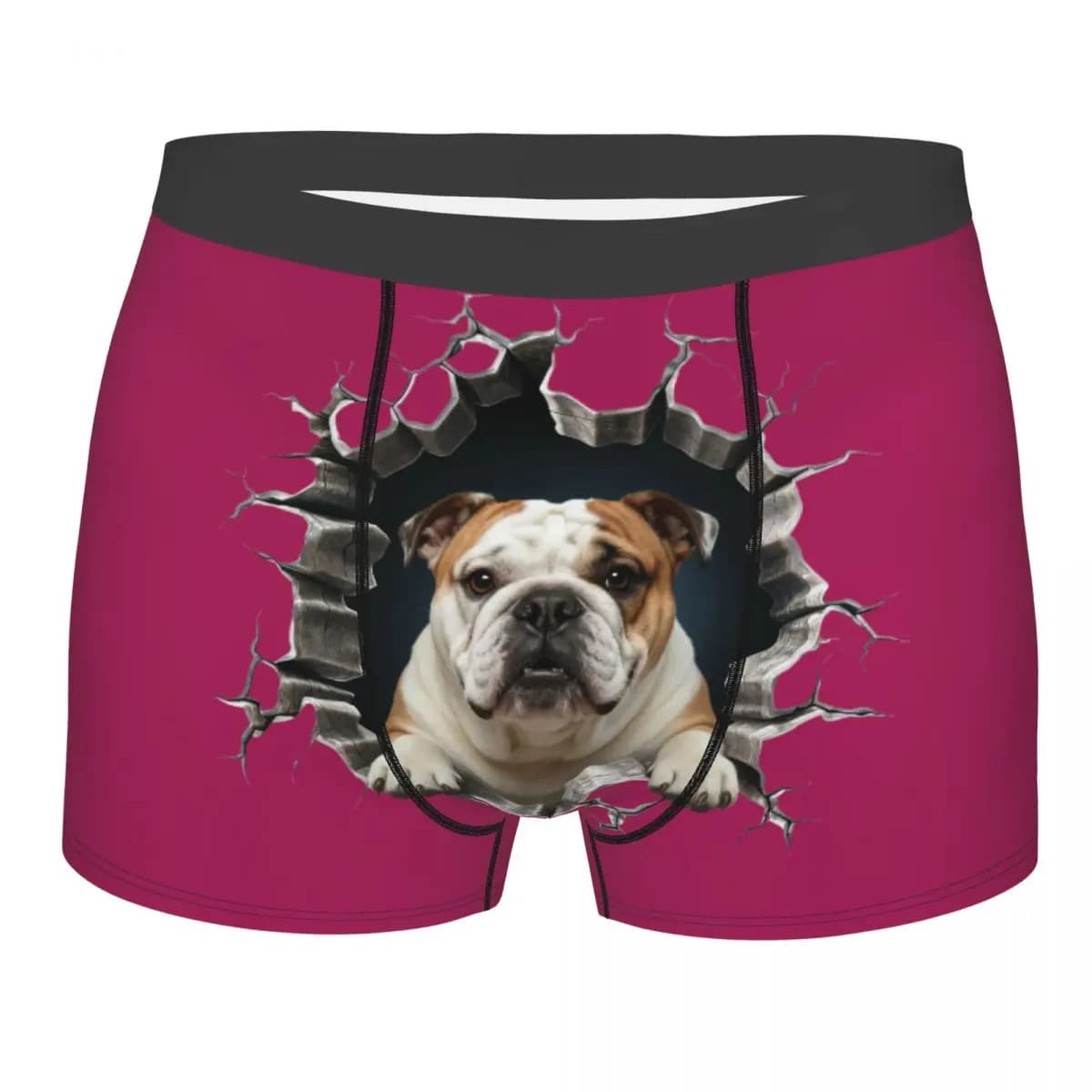 Breaking Through Bulldog inglese Boxer Shorts Regalo di nozze Uomo Amante dei cani Intimo Mutandine Slip Mutande traspiranti
