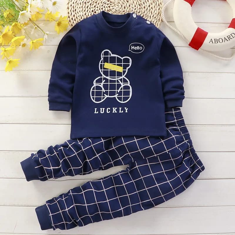 Set intimo autunnale e invernale per bambini, vestiti autunnali in puro cotone per bambini, vestiti per la casa del bambino, pigiami per bambini