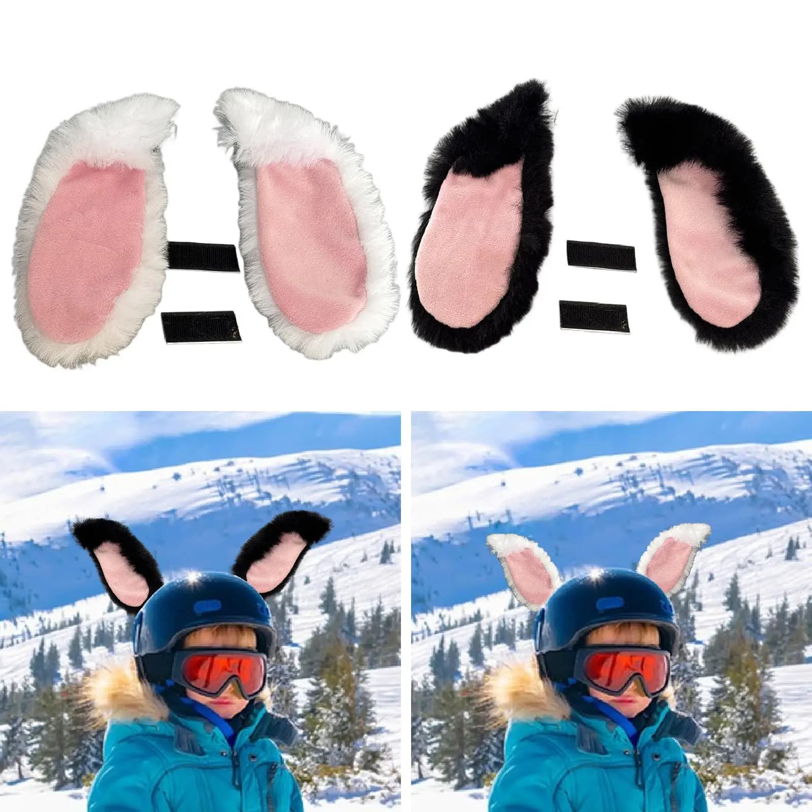 Rabbit ears for helmet decoration, cycling accessories, rabbit ears with sticky for cycling, outdoor skiing
