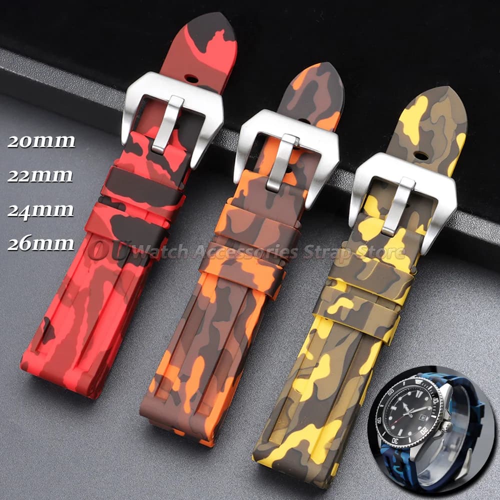 For Panerai Strap Silicone Watch Band Rubber Bracelet Men Women Sport Replacement 20mm 22mm 24mm 26mm Watch Band for Casio Belt