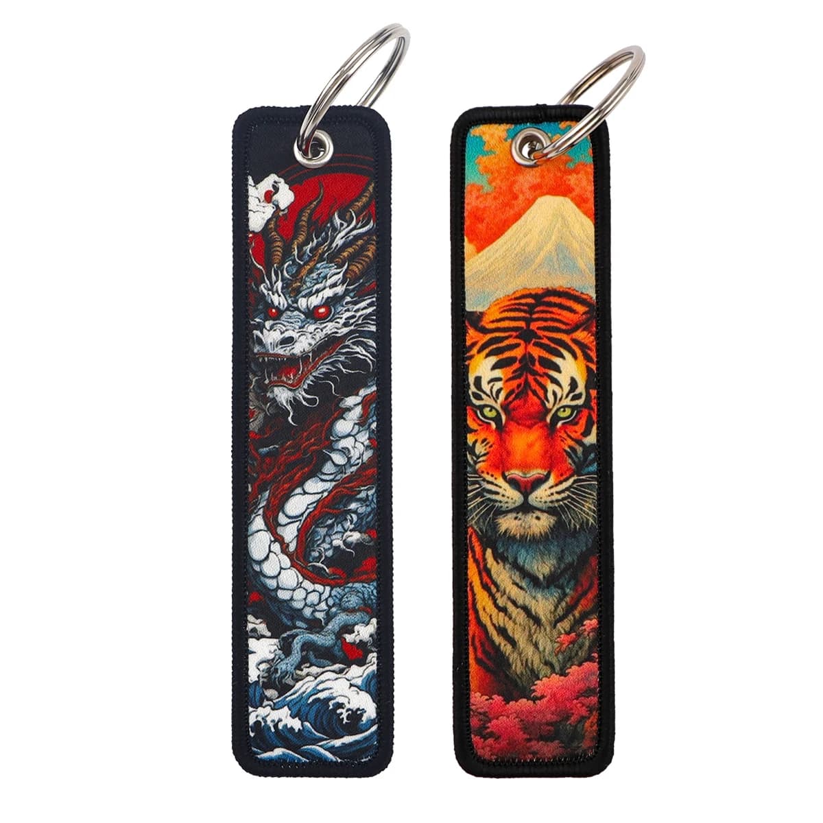 Portachiavi con ricamo drago e tigre Portachiavi per auto Zaino Chaveiro Portachiavi Portachiavi di moda Regali per uomo Donna Accessori