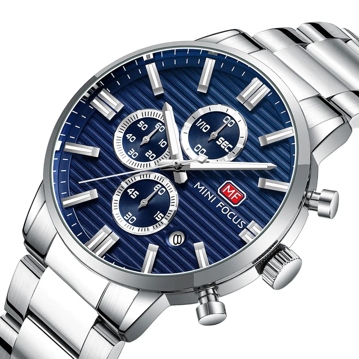 MINI FOCUS Chronograph Quartz Watch for Men Fashion Casual Waterproof Wristwatch with Stainless Steel Strap Calendar Relogios