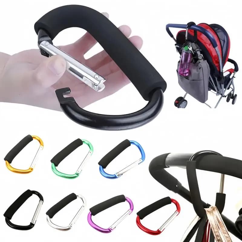 Large Carabiner Stroller Hook Organizer Aluminum D Ring Spring Snap Keychain Clip Carry Handle for Hanging Purses Shopping Bag