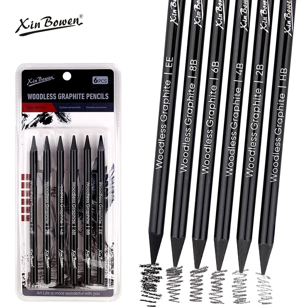 Wood free graphite sketching carbon pencil set, art student drawing, charcoal pencil, solid, wholesale