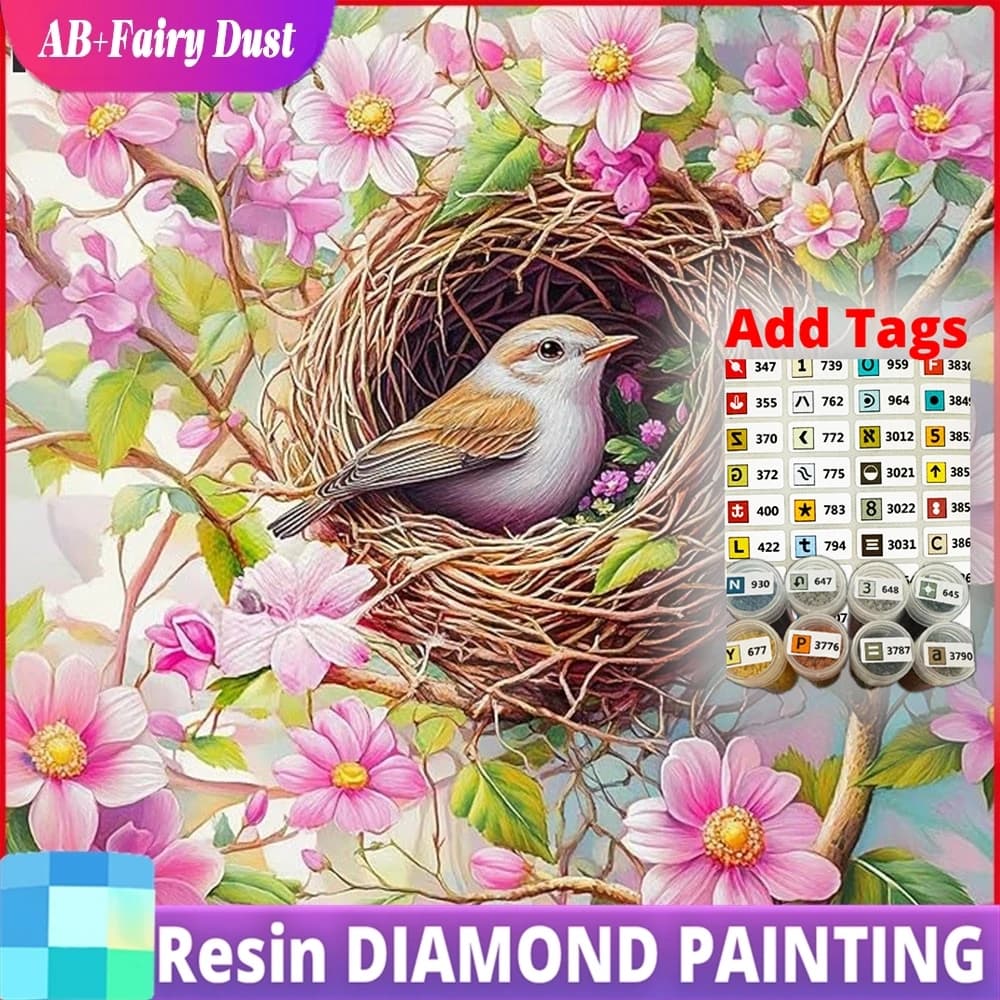 Resina AB Fairy Dust Nuovi Arrivi 2026 Pittura Diamante Uccello Fiore Mosaico Diamantato Animale Kit Completo Regalo Fatto a Mano