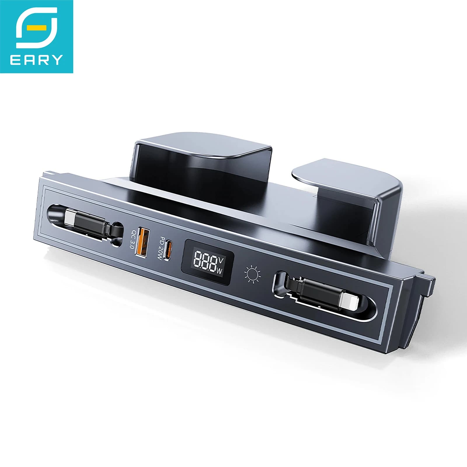 Hub USB a 4 Porte Eary con Docking Station per Tesla Model 3 Highland 2024-2025 e Model Y Juniper, Cavi Dati Retrattili a Ricarica Rapida