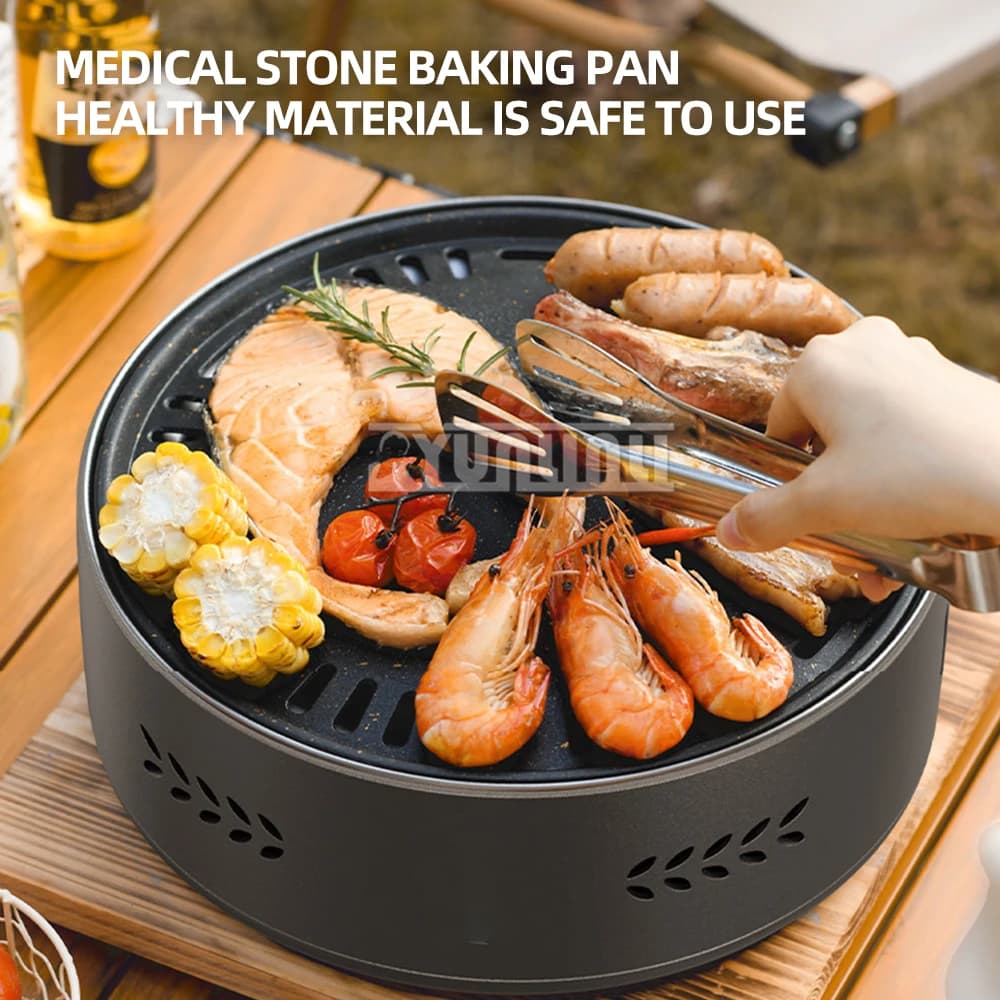 Portable Charcoal Grill Barbecue Stove Non-stick Rack Outdoor Camping Carbon Fire Roasting Machine Tea Stove