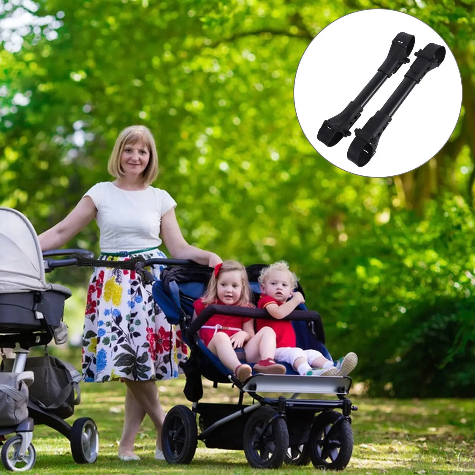 Connettore per Passeggino Gemellare in Alluminio Premium, Adattatore Universale per Due Bambini, Uso Esterno