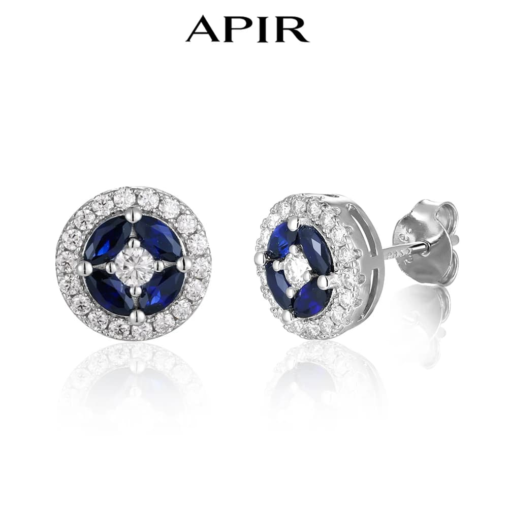 APIR Zaffiro Blu Moissanite Orecchini con perno per Uomo Donna Argento Sterling 925 Marquise Pietra Blu Diamanti Orecchini Regalo di Gioielli