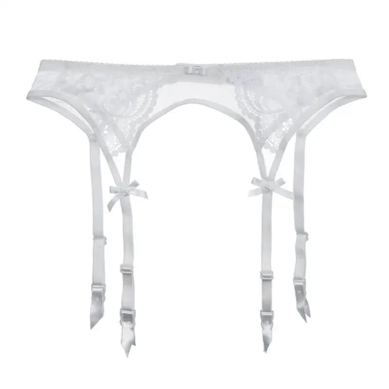 Reggicalze elastico in pizzo da donna con anello a cuore per gamba e collo, sexy, regolabile, per calze a coscia, con imbracatura in vita