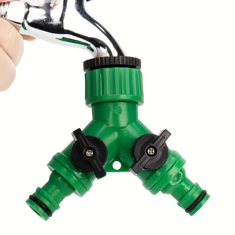 Sdoppiatore per Rubinetto a 2 Vie con Connettore Rapido e Adattatore a Y per Rubinetto da Giardino - Connettori a Doppio Uso per Giardino