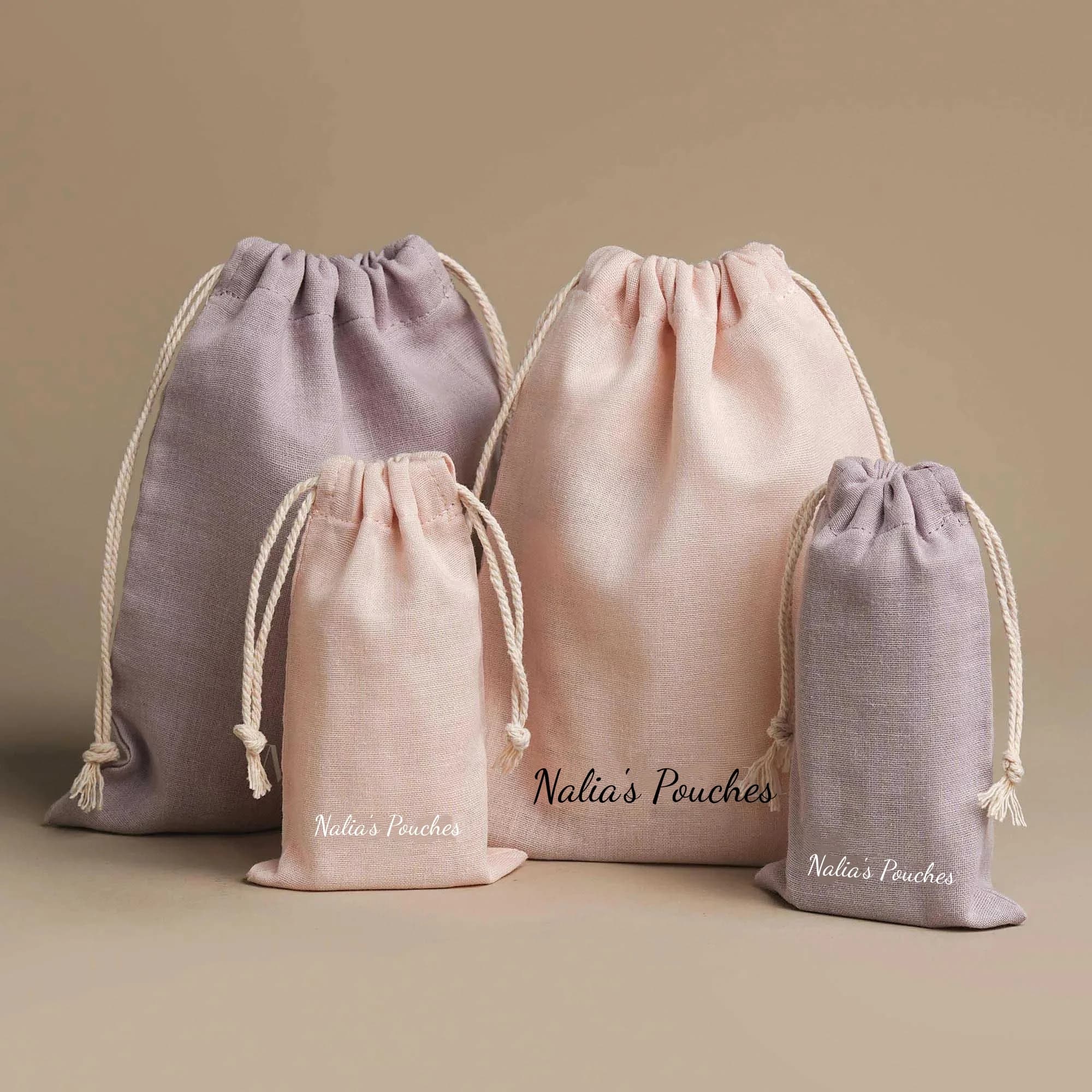 Sacchetto in Cotone Riutilizzabile con Logo Personalizzato, Pochette in Tela Naturale per Gioielli, Ideale per Feste e Matrimoni