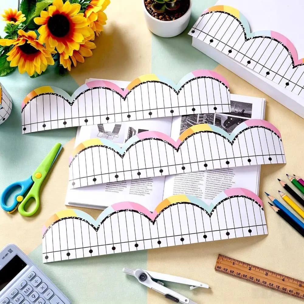 Self Adhesive Blackboard Border Sticker Pencil Bow Easy to Cut Bulletin Board Trim Cartoon Print 10m/roll