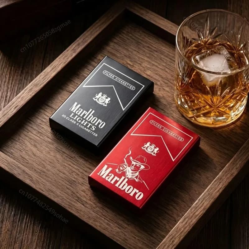 Marlboro Metal Cigarette Box, Portable Moisture-proof and Anti Drop Cigarette Protection Box, Men's Cigarette Accessory Gift