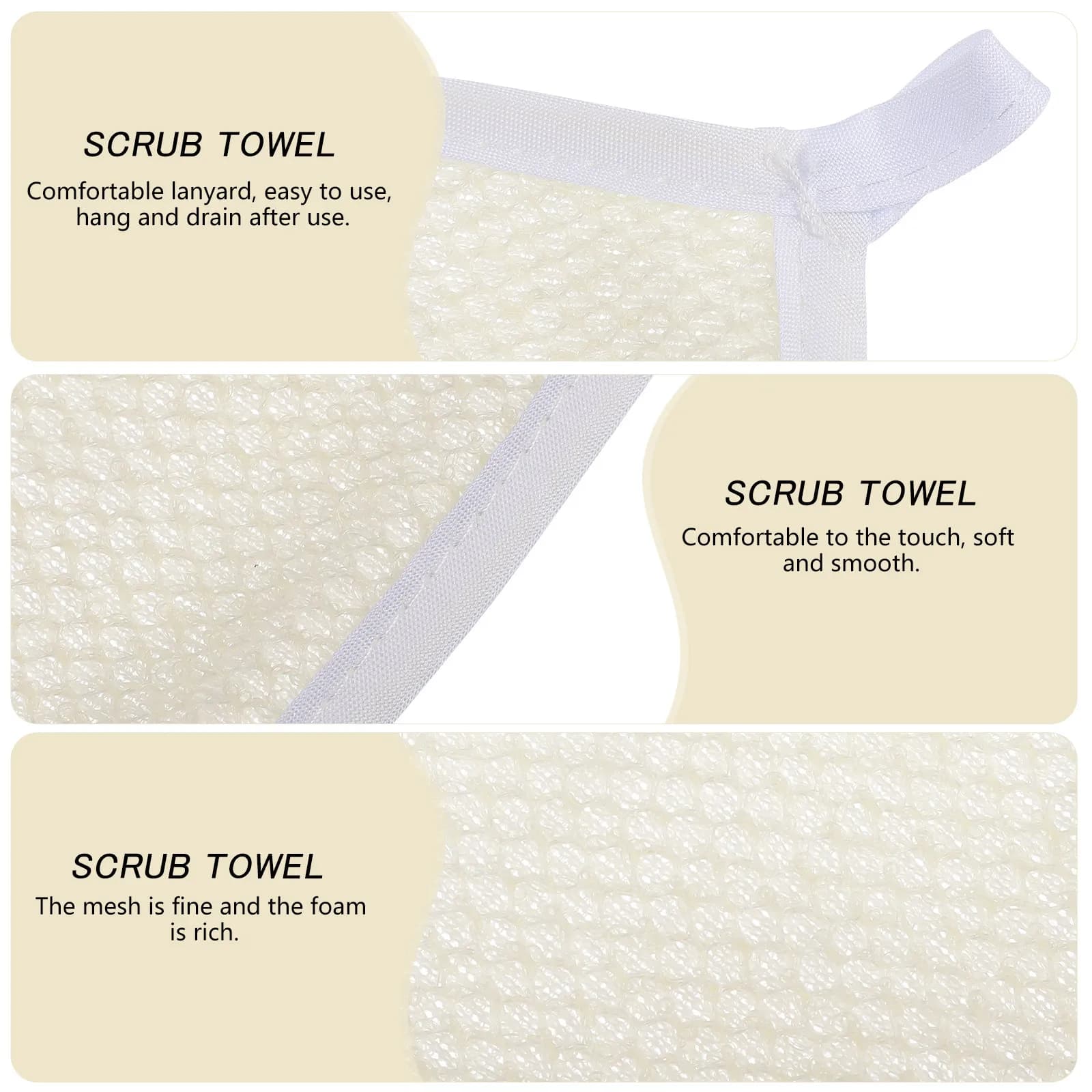 Set di 6 Asciugamani Esfolianti, Spazzole da Bagno, Panni per Doccia Leggeri e Portatili, Asciugamani in Nylon per Lavaggio Viso e Corpo, Ideali per Viaggi