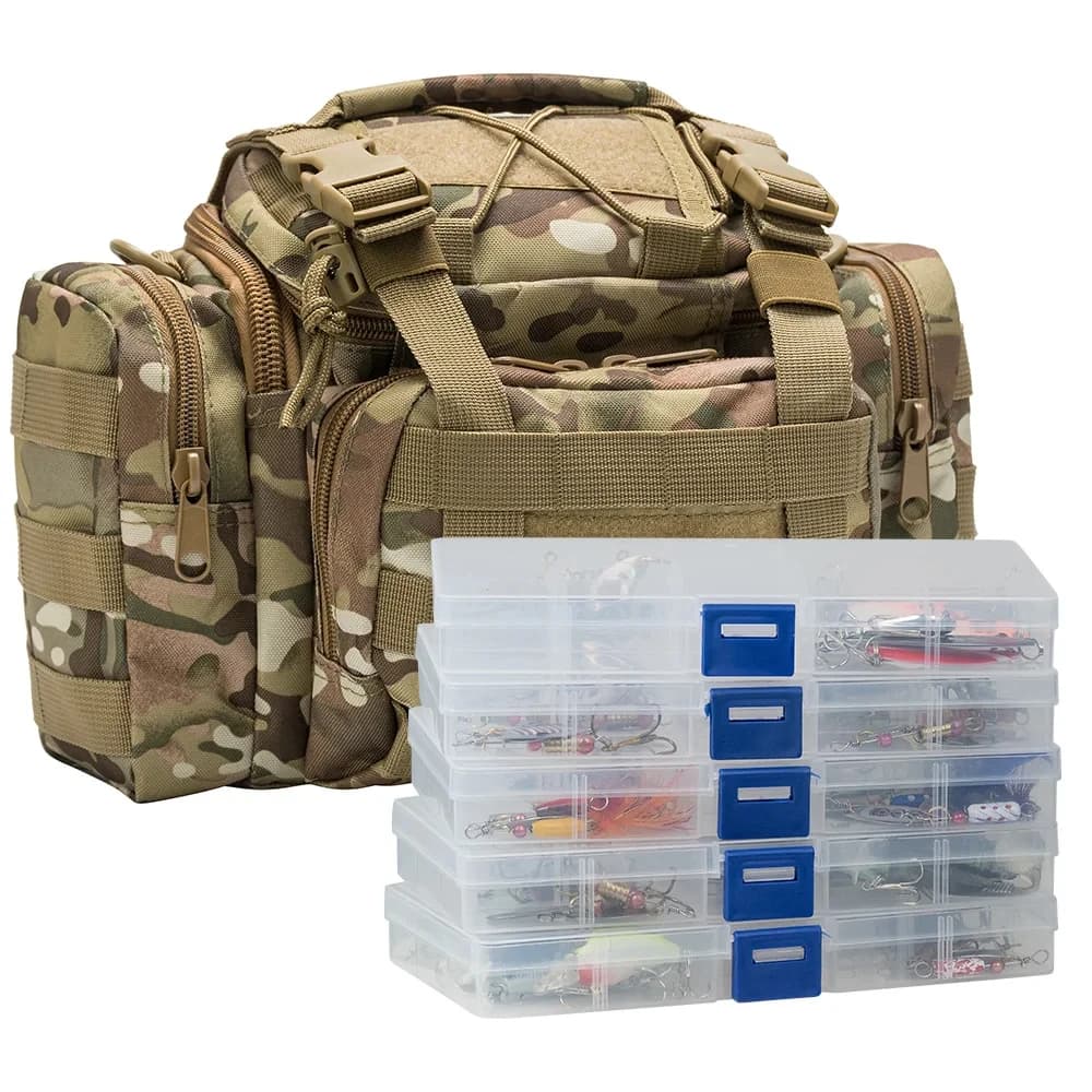60-piece fishing bait kit with bag for equipment 5 boxes spoon for soft bait Spinner Swimbait Crankbait Wobbler Popper Bass Trout Trespolo
