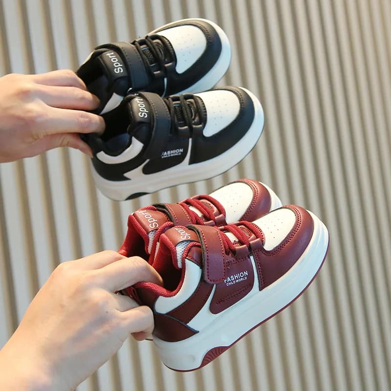 Children Sneakers Boys Girls Leather Low-Top Board Shoes Students Soft Bottom Footwear Kids Running Shoes Baby Casual Footwear