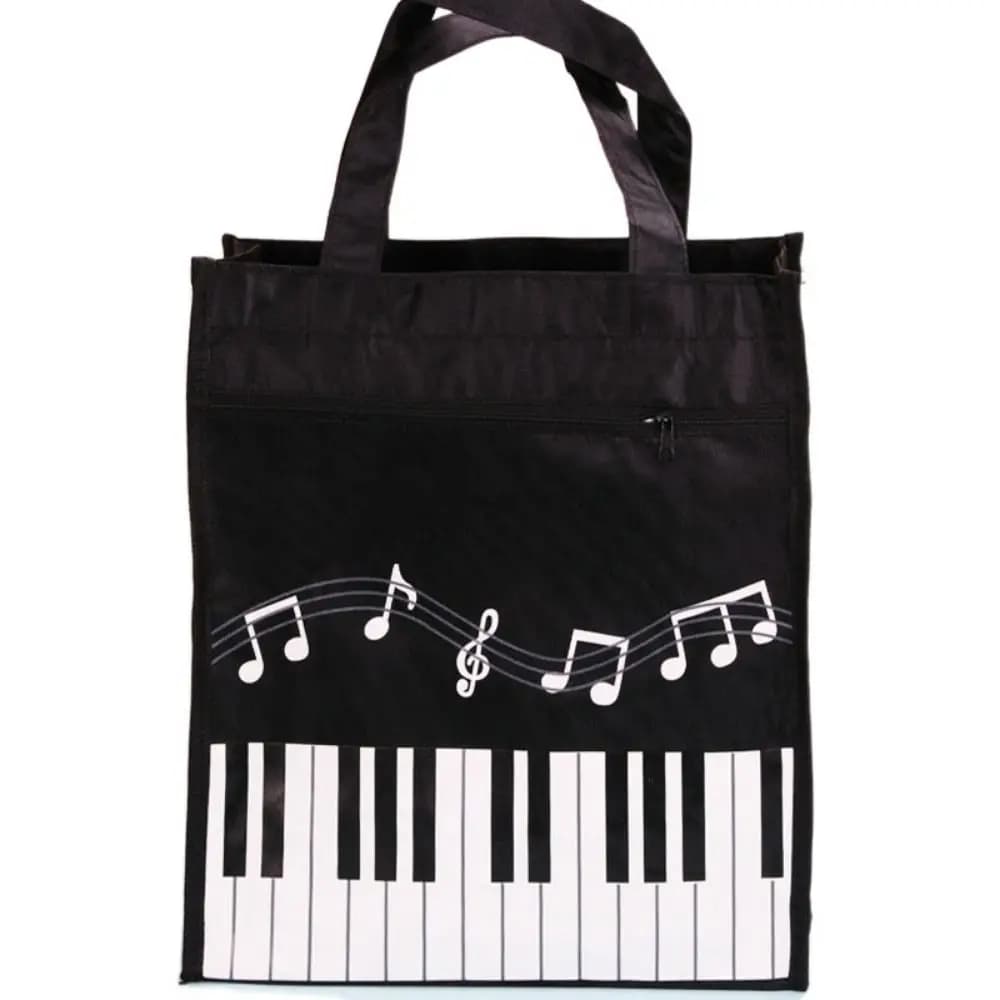 Borsa a tracolla riutilizzabile con design unico a tasti di pianoforte, creativa e colorata, per la spesa, per gli amanti della musica