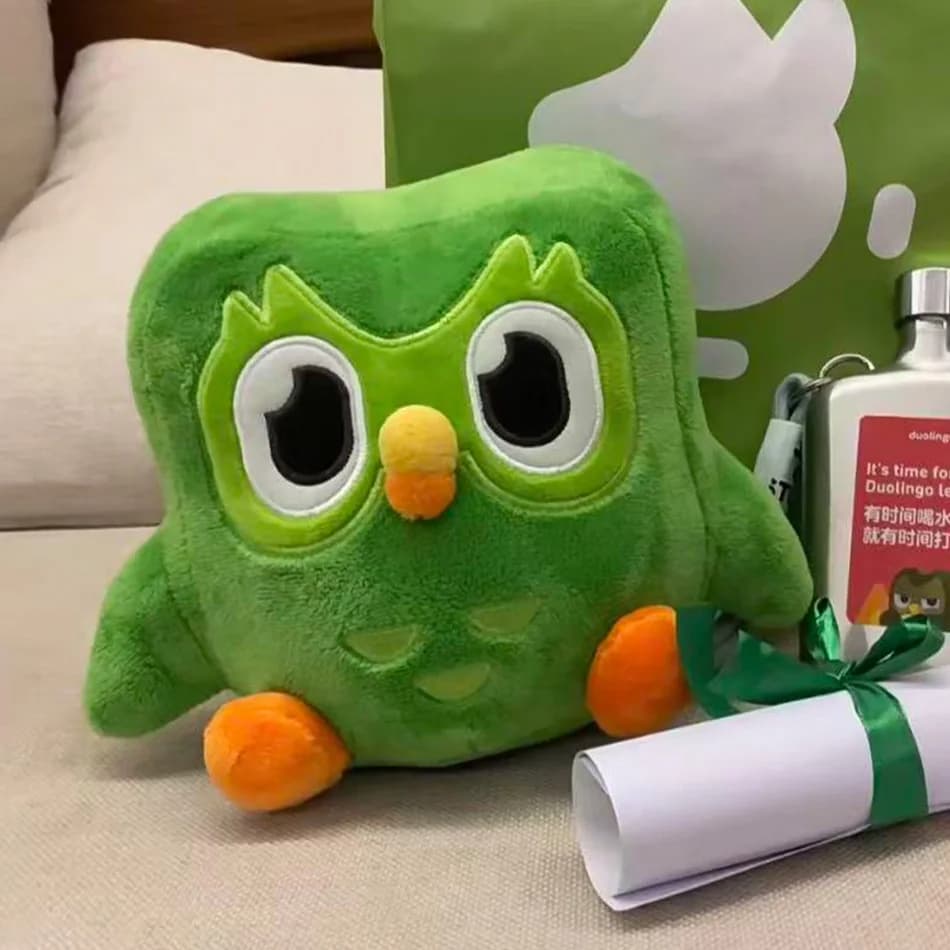 Bella verde Duolingo Gufo Cartoon Anime Peluche Morbido Peluche Bambole di peluche Regalo di compleanno per bambini