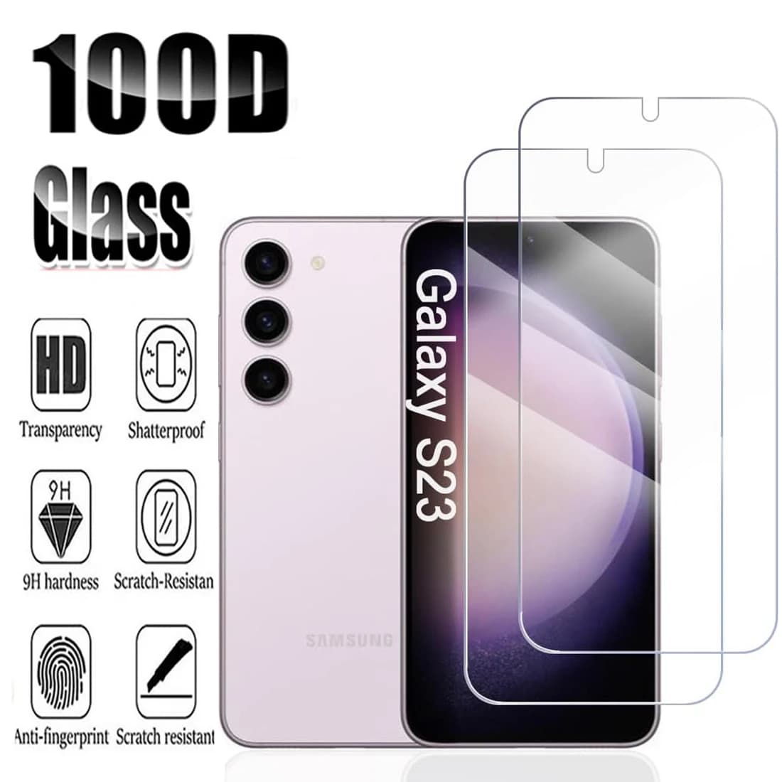 2/4 pezzi HD ultra-sottile per sblocco impronte digitali in vetro temperato per Samsung Galaxy S23 5G 9H protezione schermo