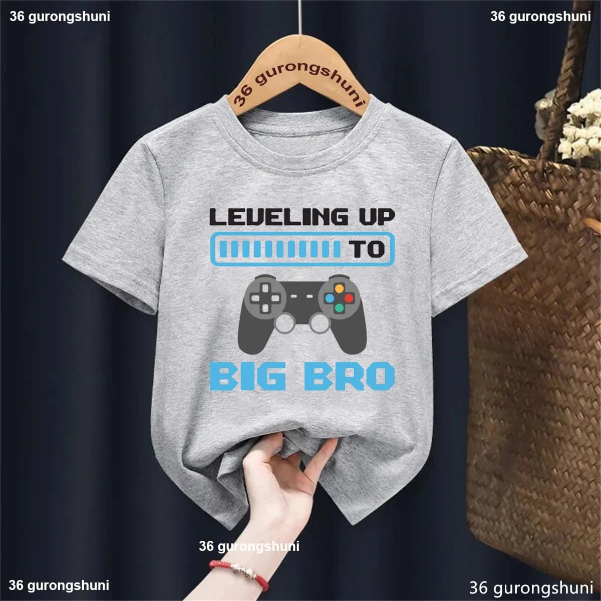 Livellamento fino a grandi console di gioco Bro T-shirt stampata Ragazzi Annuncio di gravidanza Camicia Divertenti vestiti per bambini T-shirt estiva