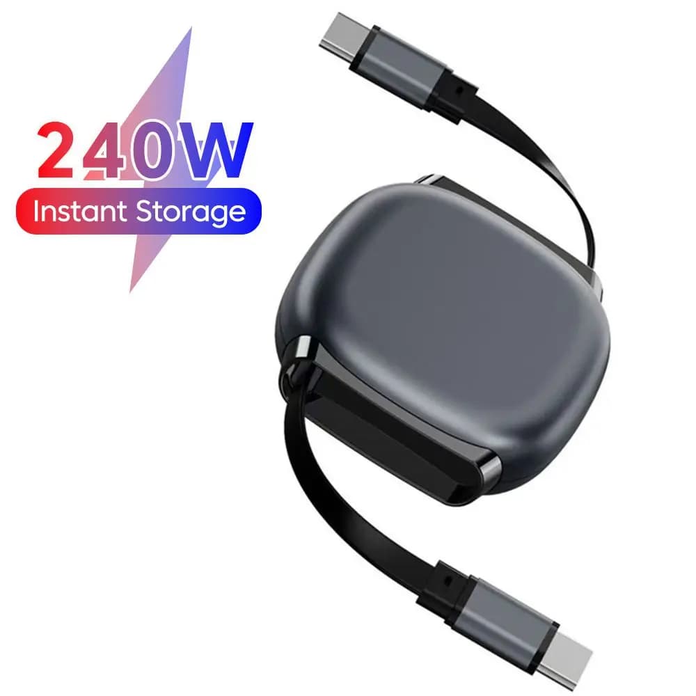 Cavo da USB C a USB C da 240 W per iPhone 17 16 15 Plus Pro Max Cavo retrattile di tipo C per tablet Caricatore rapido Cavo dati USB C