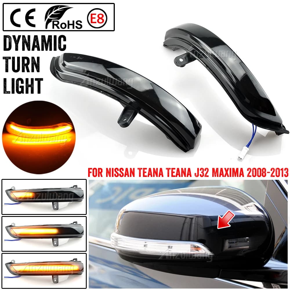 Lampeggiante freccia sequenziale 2 pezzi Lampeggiante dinamico LED Luce di segnalazione per Nissan Teana J32 2008-2013 Maxima 2008-2013 Specchio