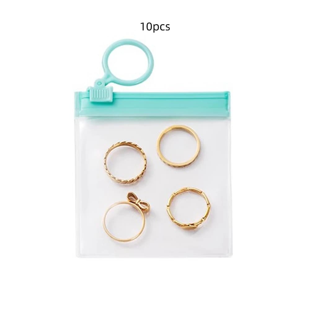 10pcs Transparent Ring-pull Jewelry Bag Portable Jewelry Storage Tool Earring Ring Storage Container