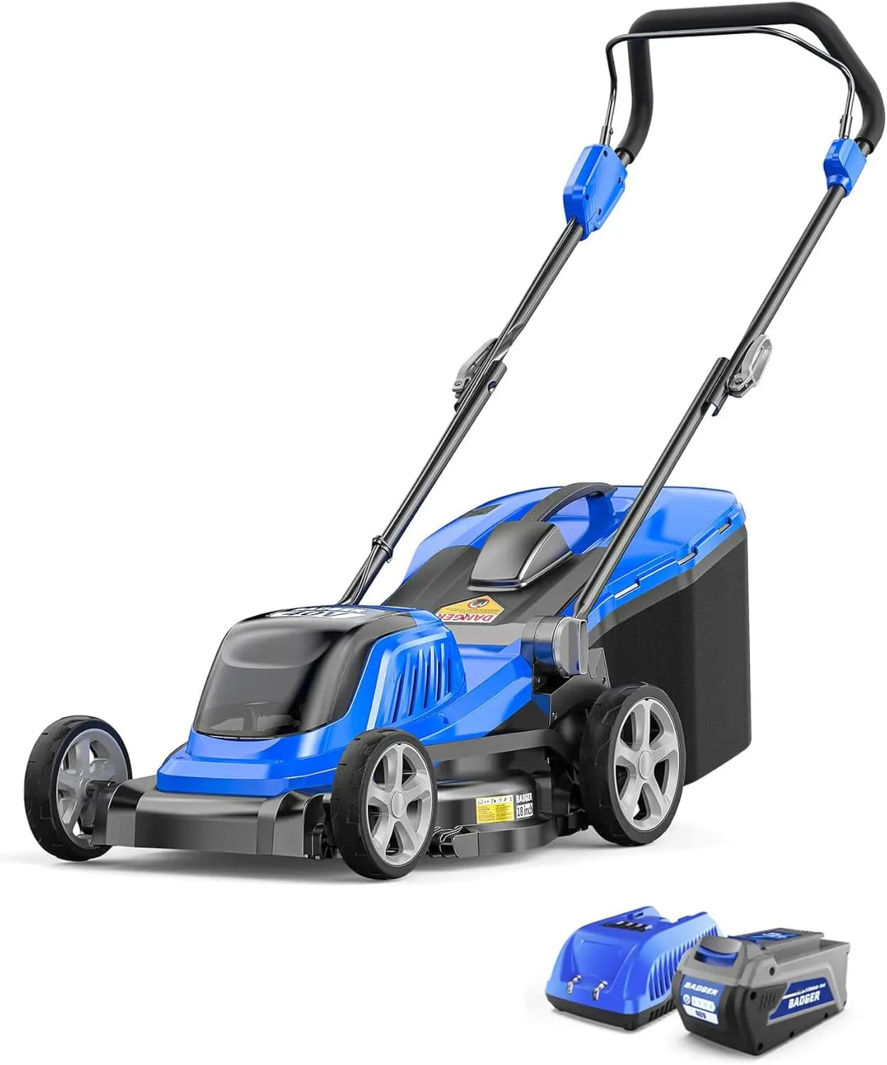 Tagliaerba a batteria da 40V 18″ senza spazzole, 5.445 piedi quadrati/0,125 ac, 1 batteria da 4.0Ah e caricabatterie rapido, altezza regolabile a 5 posizioni, per giardini di piccole e medie dimensioni