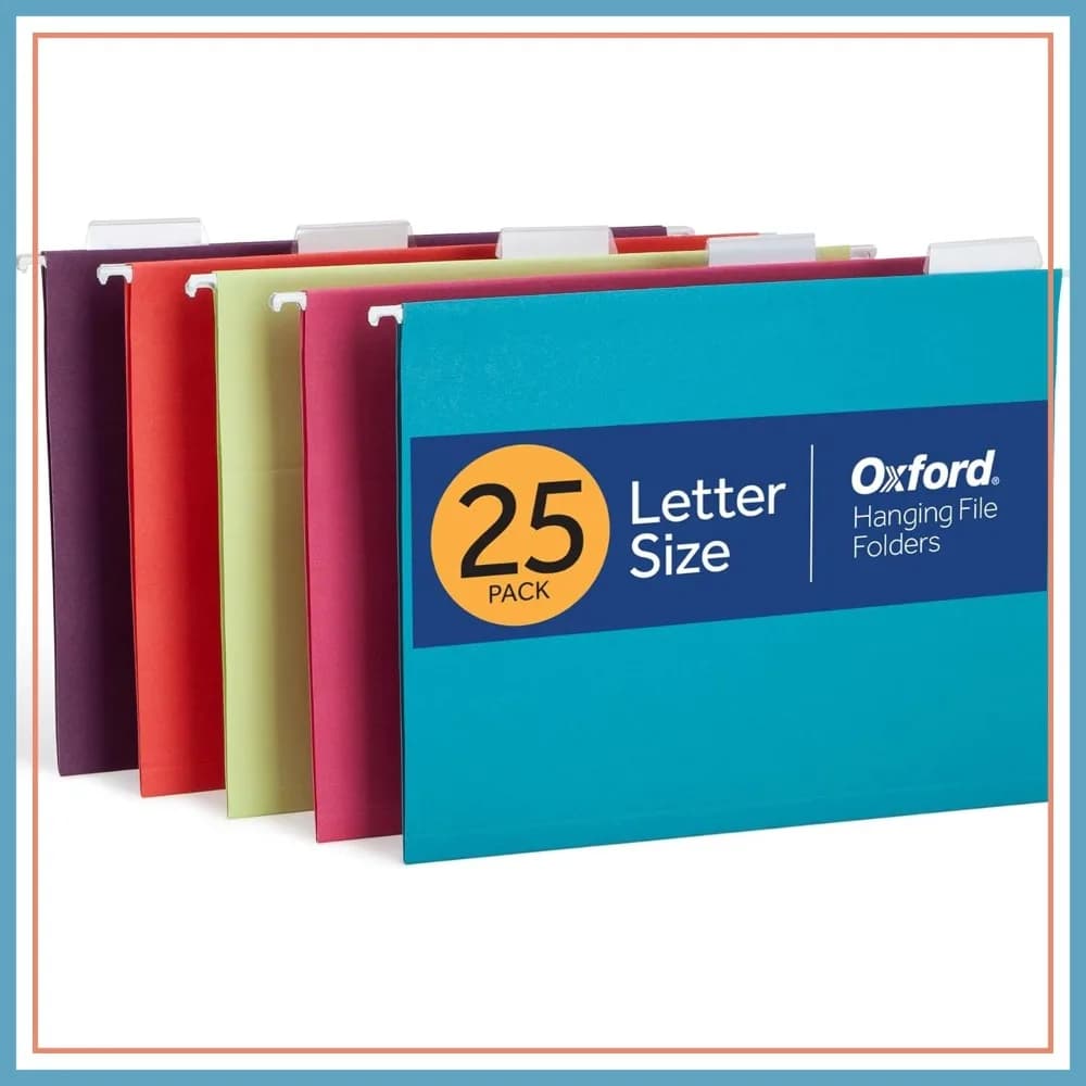 Cartelle portadocumenti Oxford, confezione da 25, formato Letter, 5 colori vivaci, 5 posizioni per le etichette, include etichette e inserti