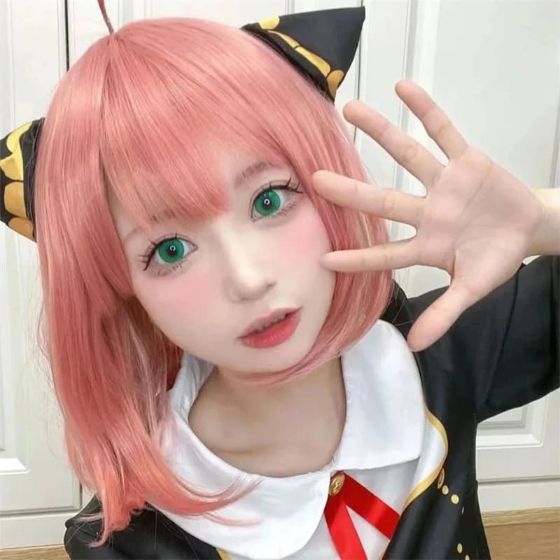 Anime SPY×FAMILY Cos Wig Anime Role Anya Forger Play The Role Headwear Pink Short Hair Comic Exhibition Dress Up Acg Bob Wig