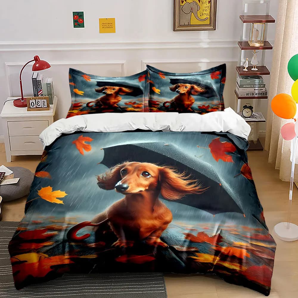 Set di accessori per cani per la pioggia, set di biancheria da letto morbida e confortevole, include 1 copripiumino e 2 federe, regalo