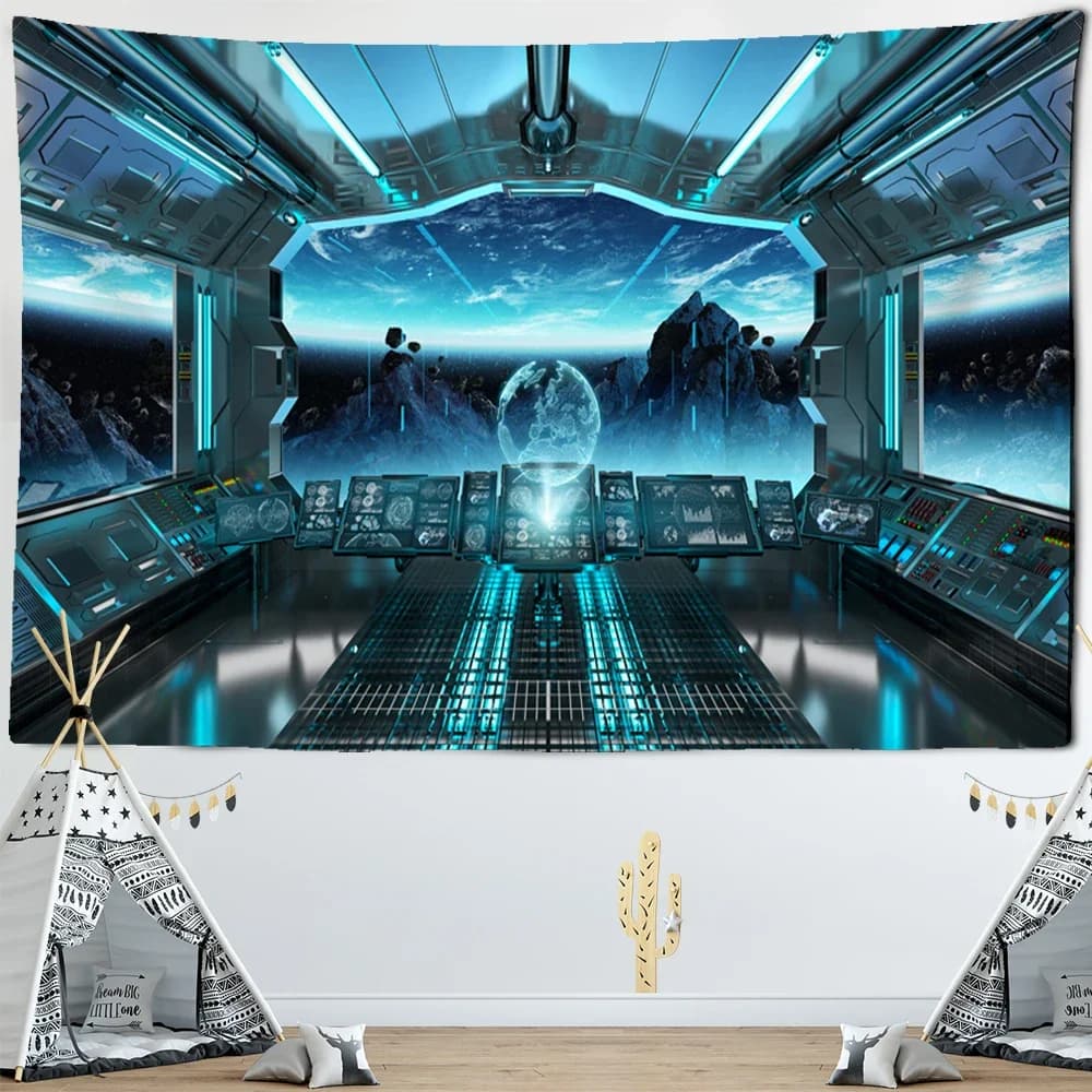 Universo Spazio Alieno Planet Space Vehicle UFO Wall Hanging Arazzo Wall Background Fabric Wall Yoga Mat Beach Tapiz Home Decorations