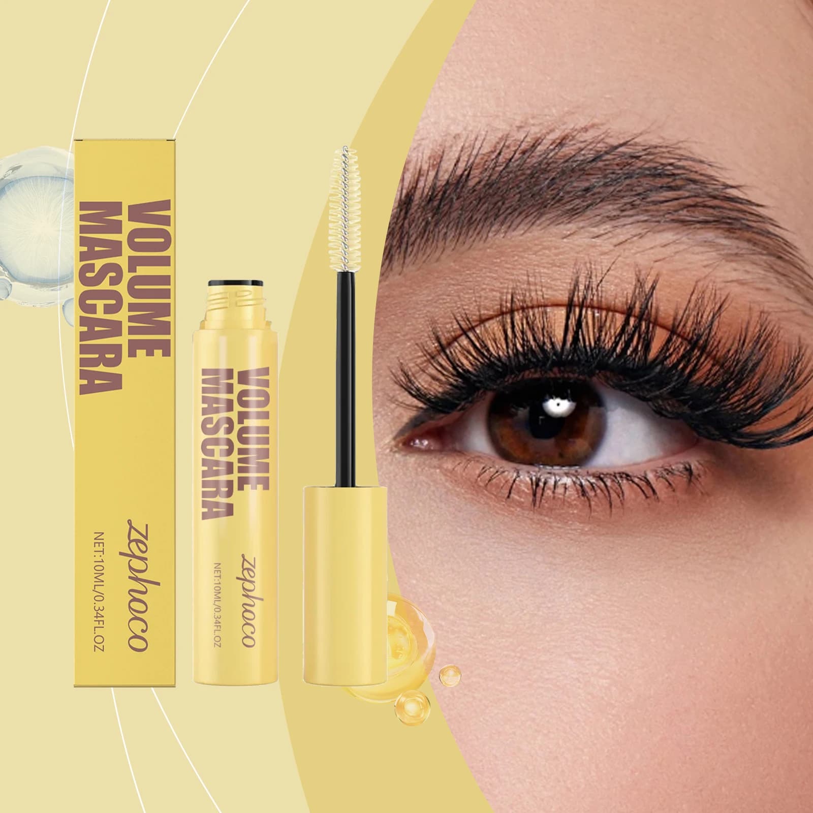 Zephoco Elongating Mascara and Volume Sweat-resistant Raincoat thick curling Quick drying bubbles Make-up for extra long eyelashes