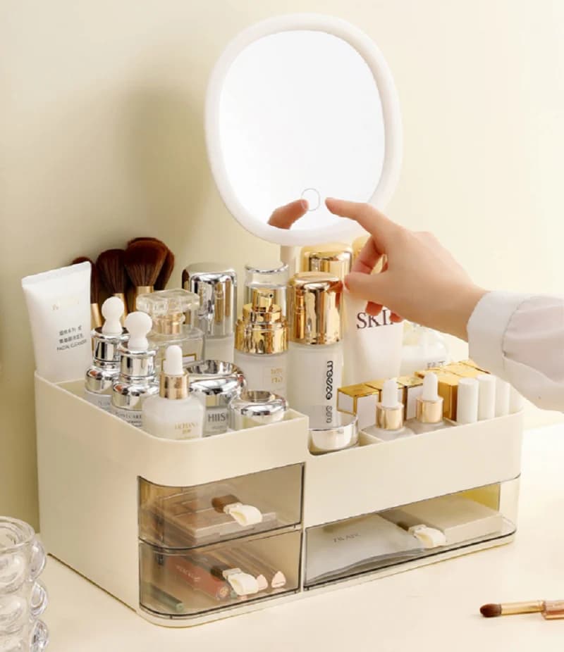 Scatola portaoggetti da tavolo multigriglia in stile cassetto, scatola portaoggetti per cosmetici per dormitorio studentesco