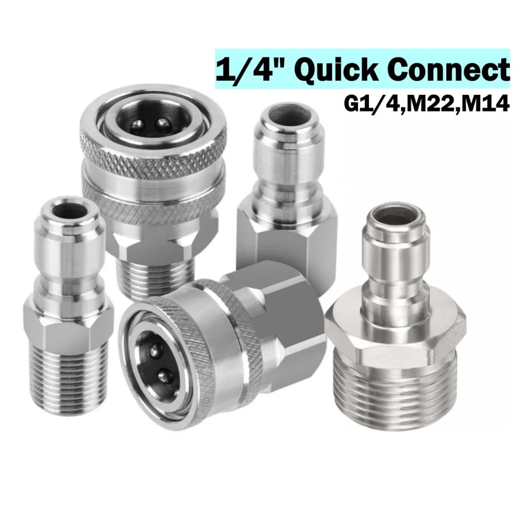 High Pressure Wash 1/4" Quick Plug & Connector Stainless Steel With G1/4 M14 M22 Thread Female Male